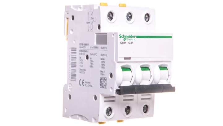 Wyłącznik nadprądowy 3P C 2A 10kA AC iC60H-C2-3 A9F07302