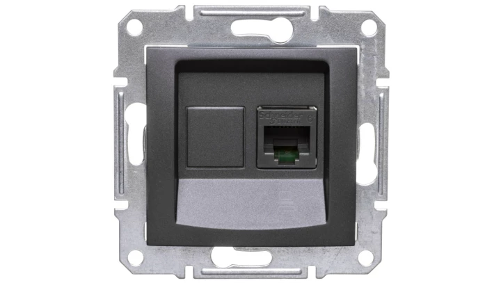 SEDNA Gniazdo komputerowe pojedyncze RJ45 kat.6 UTP grafitowe SDN4700170