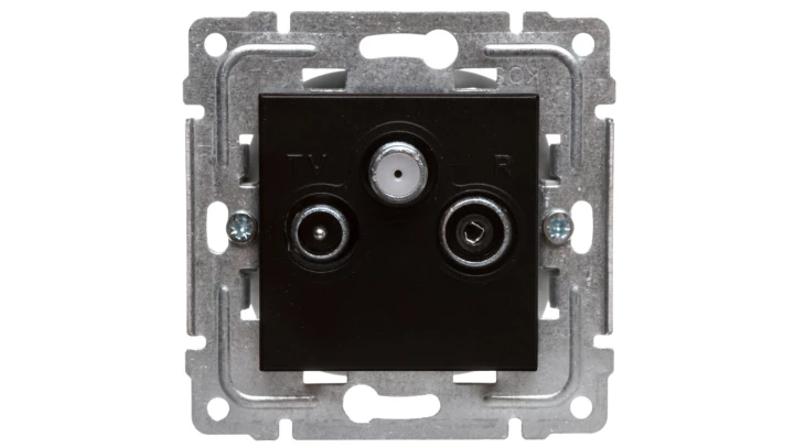 DANTE Gniazdo antenowe RTV/SAT przelotowe czarne 450977