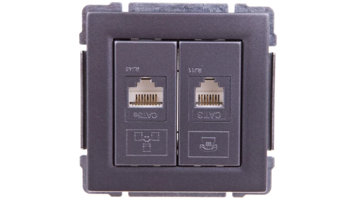 KOS66 Gniazdo teleinformatyczne RJ45 kat.5e nieekranowane + RJ11 grafit 666069