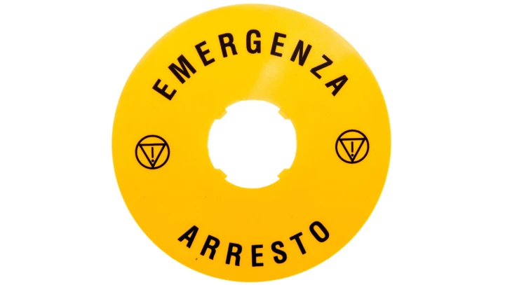 Szyld opisowy fi 90mm EMERGENZA/ARRESTO LPXAU112