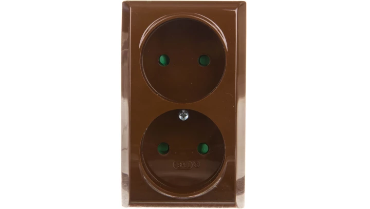 BIS Gniazdo podwójne b/u z przesłonami brązowe GN-2BP/24