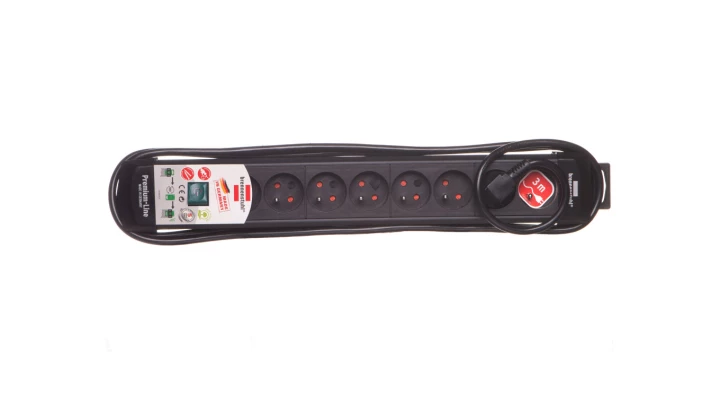 Listwa zasilająca Premium-Line 3m 8 gniazd czarna H05VV-F 3G1,5 1806114018