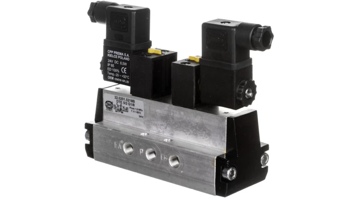 Zawór rozdzielający 24V DC 1MPa DTE 5/2 G1/8 22.0201.5218B