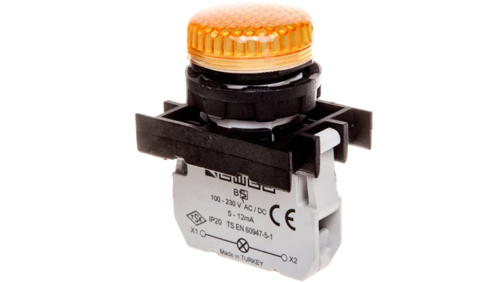Lampka sygnalizacyjna B z LED, 100-230V AC, żółta T0-B0S0XS