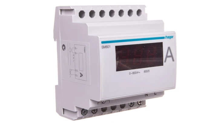Amperomierz cyfrowy 1-fazowy 0-600A klasa 1,0 70x85mm SM601