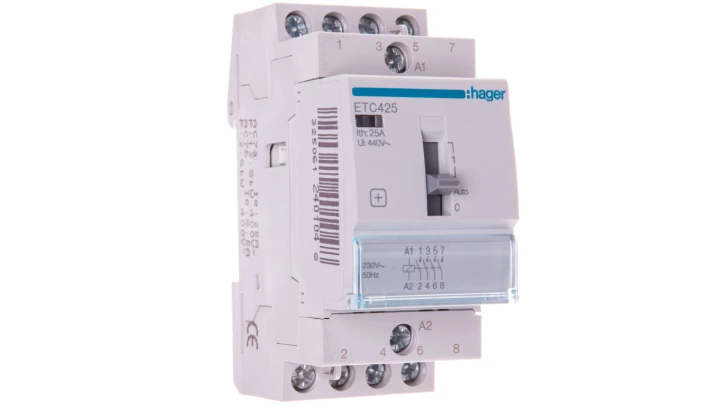 Stycznik taryfowy ze sterowaniem ręcznym 25A 4Z 0R 230V AC ETC425