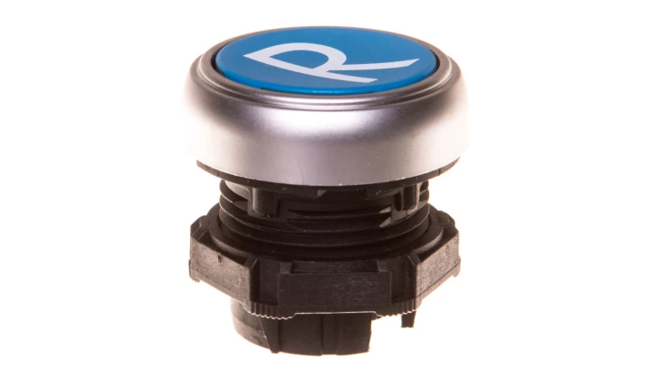 Napęd przycisku 22mm niebieski z samopowrotem bez adaptera symbol /R/ LPCB1176