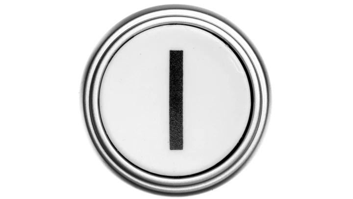 Napęd przycisku 22mm biały z samopowrotem bez adaptera symbol /I/ LPCB1118