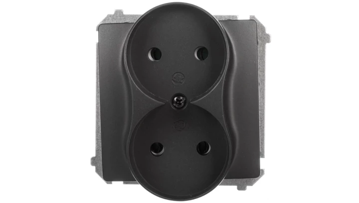 Simon Basic Gniazdo wtyczkowe podwójne b/u (moduł) 16A 250V zaciski śrubowe grafit matowy BMG2M.01/28