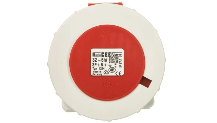 Gniazdo tablicowe skośne 32A 5p 400V 6h IP67 1264