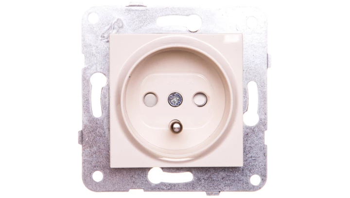 Karre Gniazdo Z Uziemieniem Z Przesłonami Styków, Kolor Krem / 90963745