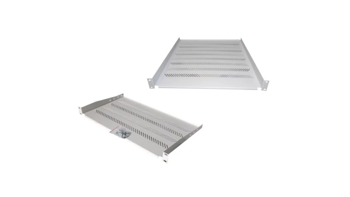Półka 19 cali 1U G/450 szara (RAL 7035) z podporą TN-19-450-1U-GY