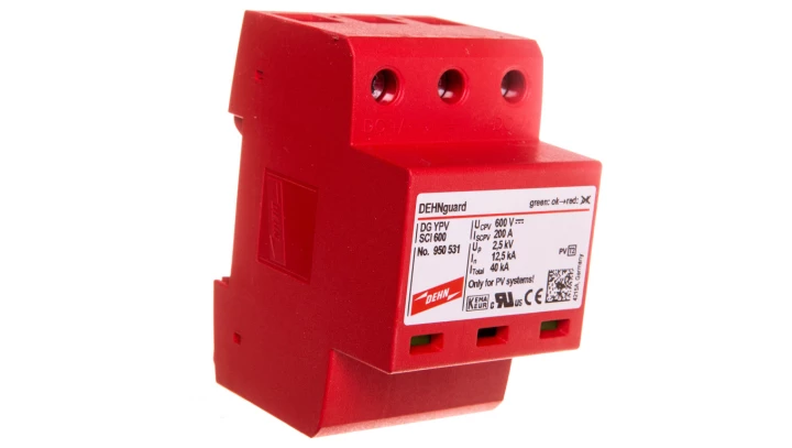 Ogranicznik przepięć C Typ 2 do ochrony instalacji PV 600V DC 3P 12,5kA 2,5kV DEHNguard compact YPV SCI 600 950531
