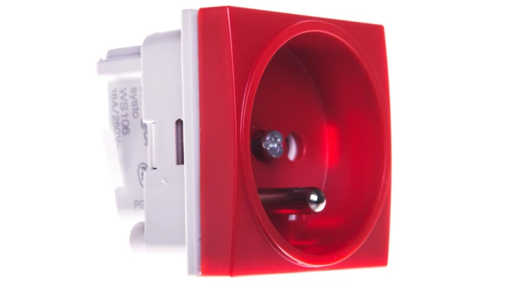 Systo Gniazdo pojedyncze z/u 16A DATA 2 moduły czerwony WS106