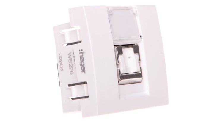 Systo Gniazdo komputerowe pojedyncze RJ45 kat.6 STP z polem opisowym 2 moduły biały WS226