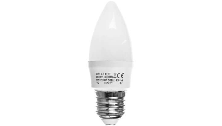 Żarówka LED świecowa 230V 5W E27 400lm C37 3000K 25000h LED-2716