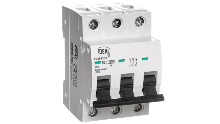 Wyłącznik nadprądowy 3P B 32A 6kA AC KMB6-B32/3 VDE 23159