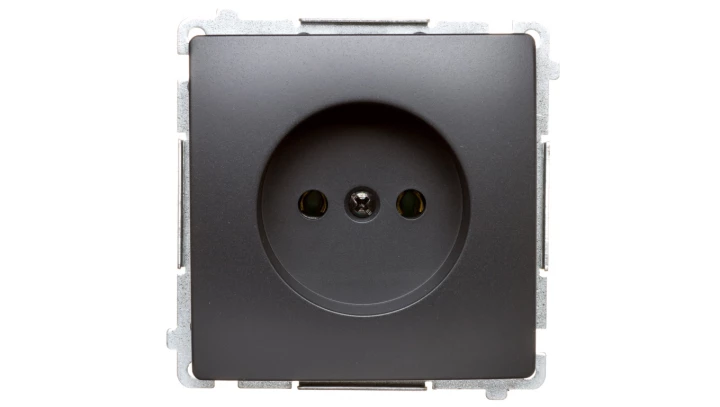 Simon Basic Gniazdo wtyczkowe bez uziemienia (moduł) 16A 250V zaciski śrubowe grafit matowy BMG1.01/28