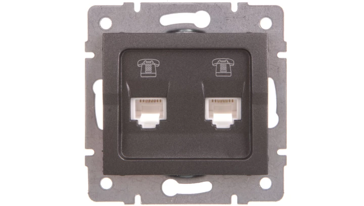 LOGI Gniazdo telefoniczne podwójne niezależne (2xRJ11) grafit 021380041 25284