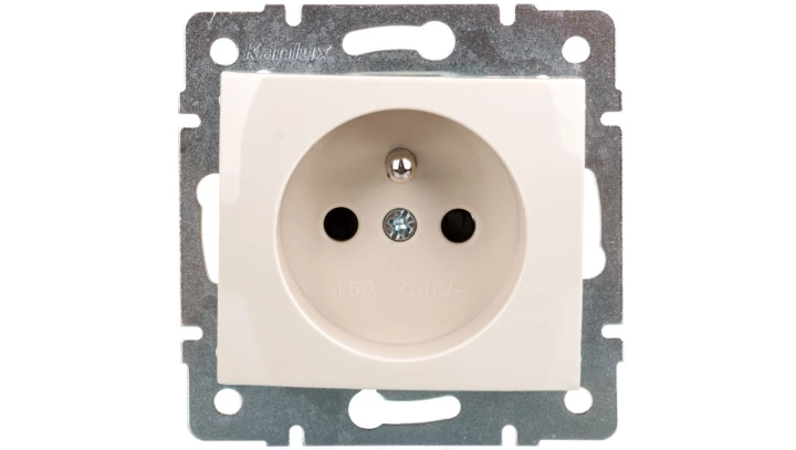 DOMO Gniazdo pojedyncze ochrona styków śrubowe 16A 250V kremowy 011250103 24794