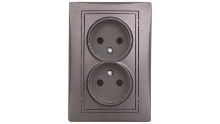 DOMO Gniazdo podwójne bez uziemienia kompletne śrubowe 16A 250V grafit 011280141 24918