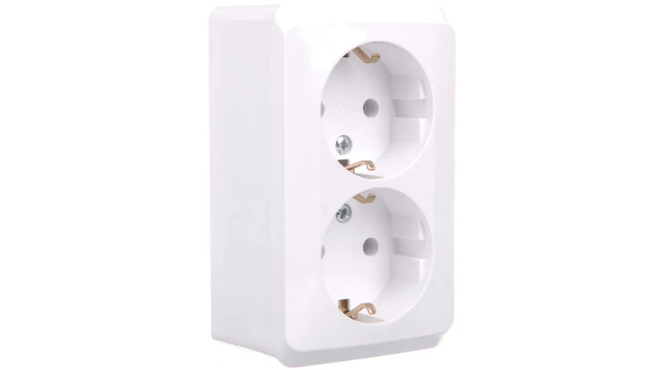 Prima Gniazdo podwójne z/u SCHUKO białe prima WDE001048