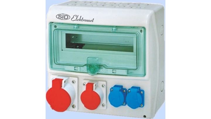 Rozdzielnica RSS-03 okienko 12 modułów okablowana 1x63A 3P+N+Z 400V, 1x16A 3P+N+Z 400V, 2x16A 2P+Z 250V IP44 942034