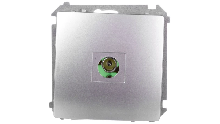 Simon Basic Gniazdo antenowe pojedyncze końcowe srebrny mat BMAK3.01/43