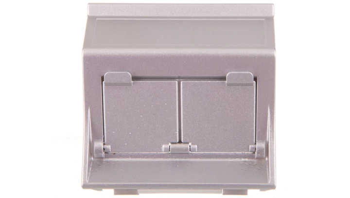 Simon Connect Płytka S500 2x RJ z osłonami skośna do adapterów MD aluminium 50000086-033