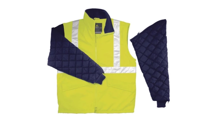 Bluza ocieplana ostrzegawcza z odpinanymi rękawami z poliestru 65 bawełny 35 kolor żółty fluo rozmiar XXL CORP FREEWHVJAXX