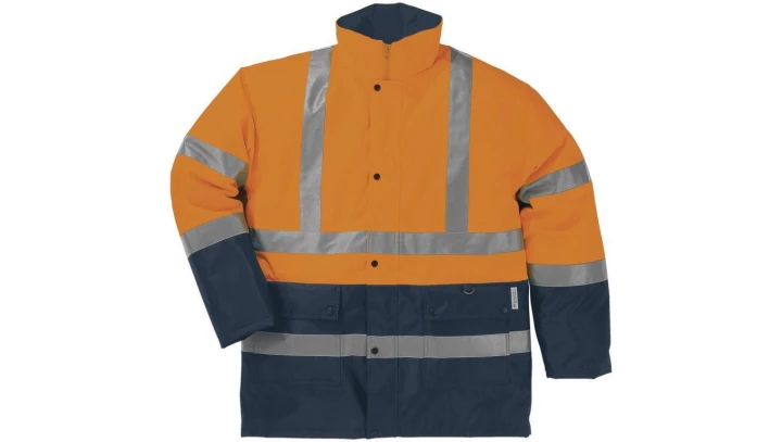 Kurtka ostrzegawcza ocieplana z poliestru Oxford powlekanego PU kolor pomarańczowy fluo-granatowy rozmiar XXL CORP STRA2ORXX