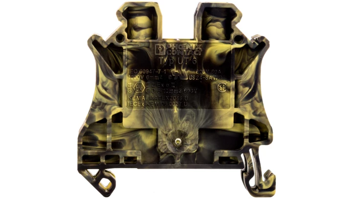 Złączka szynowa 2-przewodowa 6mm2 czarno-żółta UT 6-FE 3047647 /50szt./