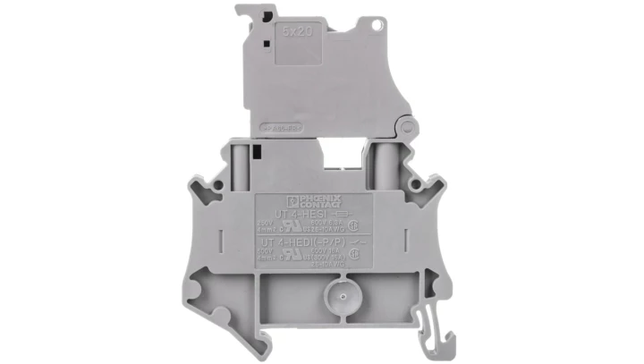 Złączka szynowa z bezpiecznikiem 5x20 6,3A 2-przewodowa 4mm2 szara UT 4-HESI (5X20) 3074169