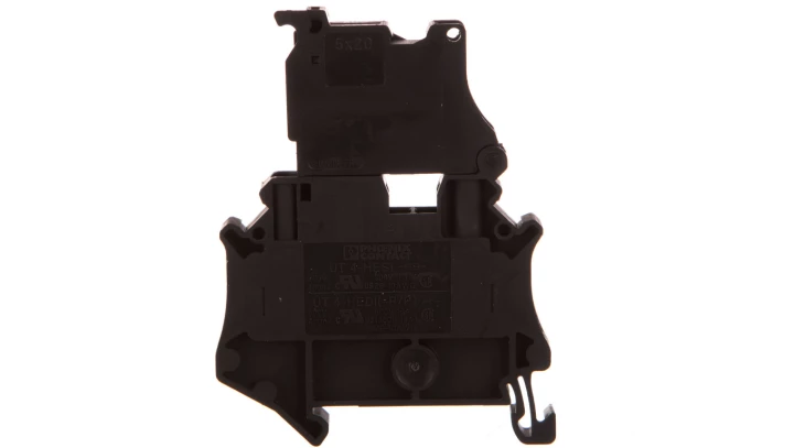Złączka szynowa z bezpiecznikiem 5x20 6,3A 2-przewodowa 4mm2 czarna UT 4-HESILED 60 3046126