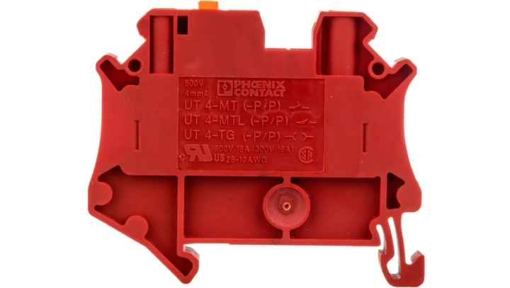Złączka przelotowa 2-przewodowa z odłącznikiem nożowym 4mm2 czerwona UT 4-MT-P/P RD 3057254 /50szt./