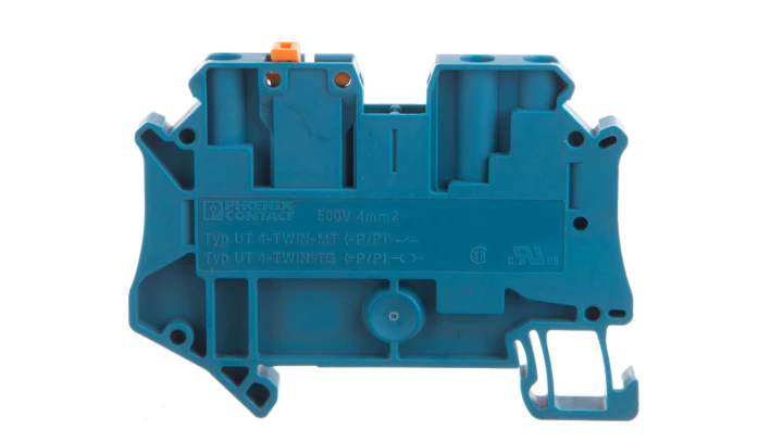 Złączka przelotowa 3-przewodowa z odłącznikiem nożowym 4mm2 niebieska UT 4-TWIN-MT BU 3073018 /50szt./