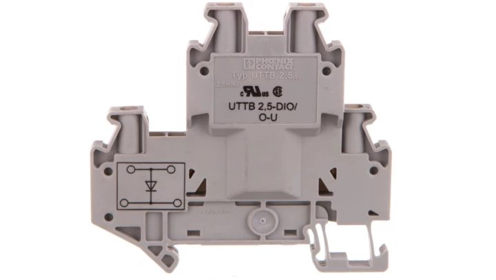 Złączka szynowa elementów kontrolnych 2-piętrowa 4-przewodowa 2,5mm2 szara UTTB 2,5-DIO/O-U 3046650