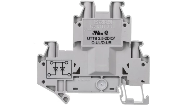 Złączka szynowa elementów kontrolnych 2-piętrowa 4-przewodowa 2,5mm2 szara UTTB 2,5-2DIO/O- 3046689