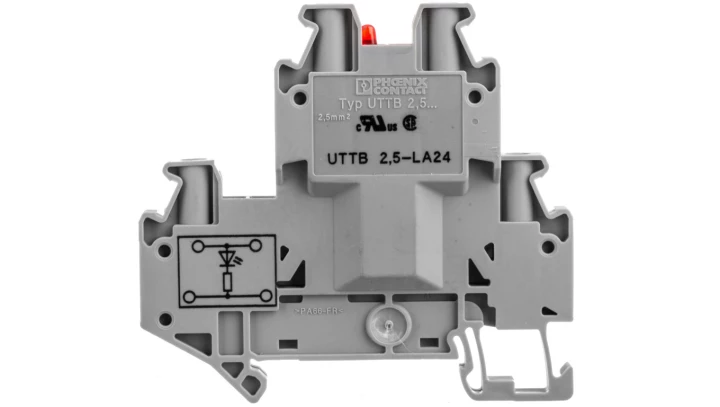 Złączka szynowa elementów kontrolnych 2-piętrowa 4-przewodowa 2,5mm2 szara UTTB 2,5-LA 24 R 3046692