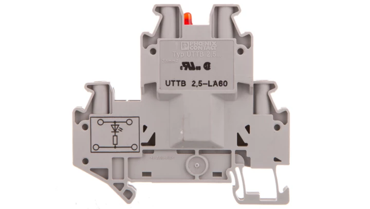 Złączka szynowa elementów kontrolnych 2-piętrowa 4-przewodowa 2,5mm2 szara UTTB 2,5-LA 60 R 3046702