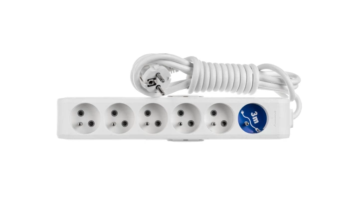Przedłużacz Przenośny 6-Krotny Z Uziemieniem I Przesłonami Styków 3m, Kolor Biały / Wltb0663-2wh