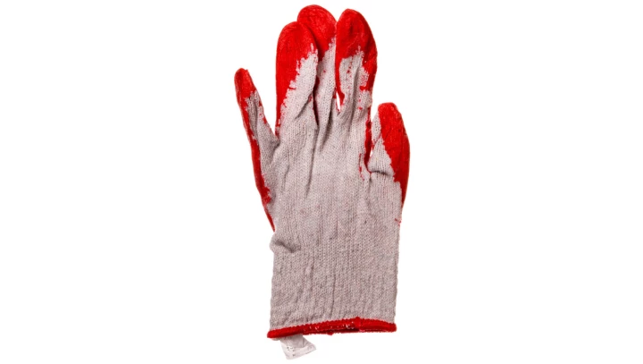 Rekawice robocze dzianina bawelniana powlekana guma czerwone 9 83S203