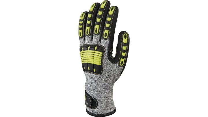 Rekawice z włókna polietylenowego antyprzecięciowe dłoń powlekana nitrylem kolor żółto-czarno-szary rozmiar 11 MAIN VV910JA11