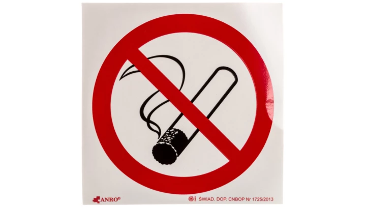 Samoprzylepna tabliczka ostrzegawcza /Palenie tytoniu zabronione 150x150/ 12P/F/FS