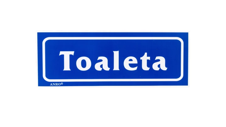 Samoprzylepna tabliczka ostrzegawcza /TOALETA/ 18/T/F
