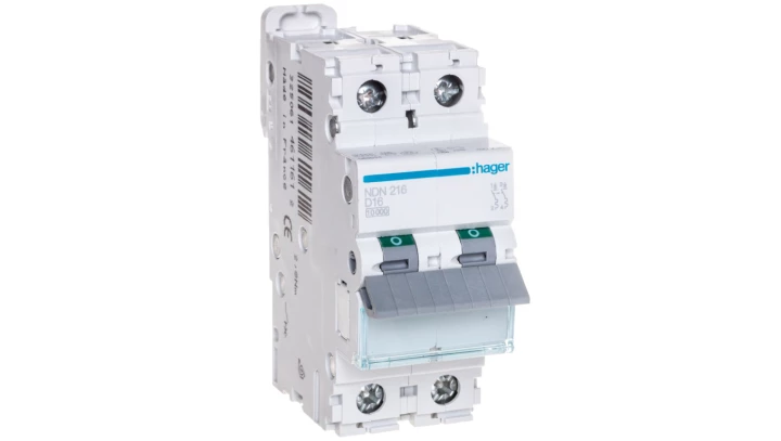Wyłącznik nadprądowy 2P D 16A 10kA AC MCB NDN216