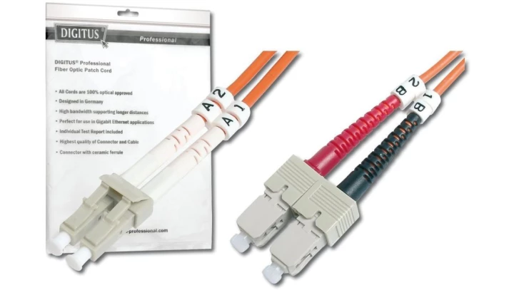 Patch cord światłowodowy LC/SC duplex MM 50/125 OM2 3m LS0H pomarańczowy DK-2532-03