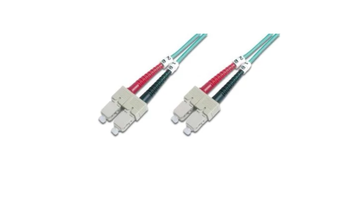 Patch cord światłowodowy SC/SC duplex MM 50/125 OM3 1m LS0H turkusowy DK-2522-01/3