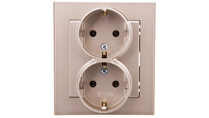 SONATA Gniazdo podwójne z/u Schuko szampański złoty GP-2RS/39
